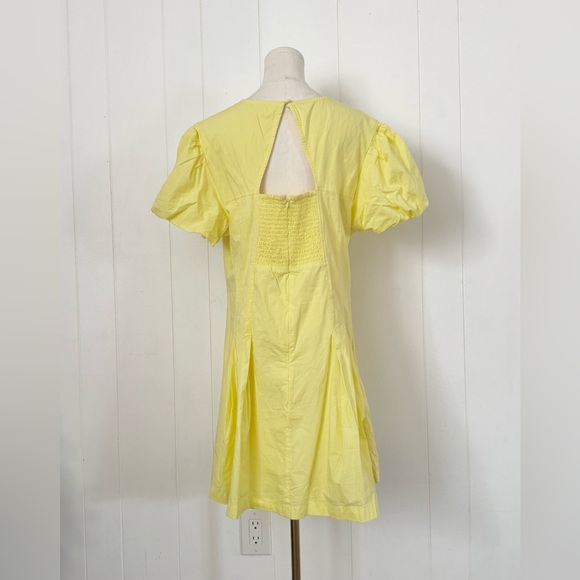 Anthropologie Maeve Yellow Puff Sleeve Pleated Mini Dress NWOT X-Large - Picture 7 of 9